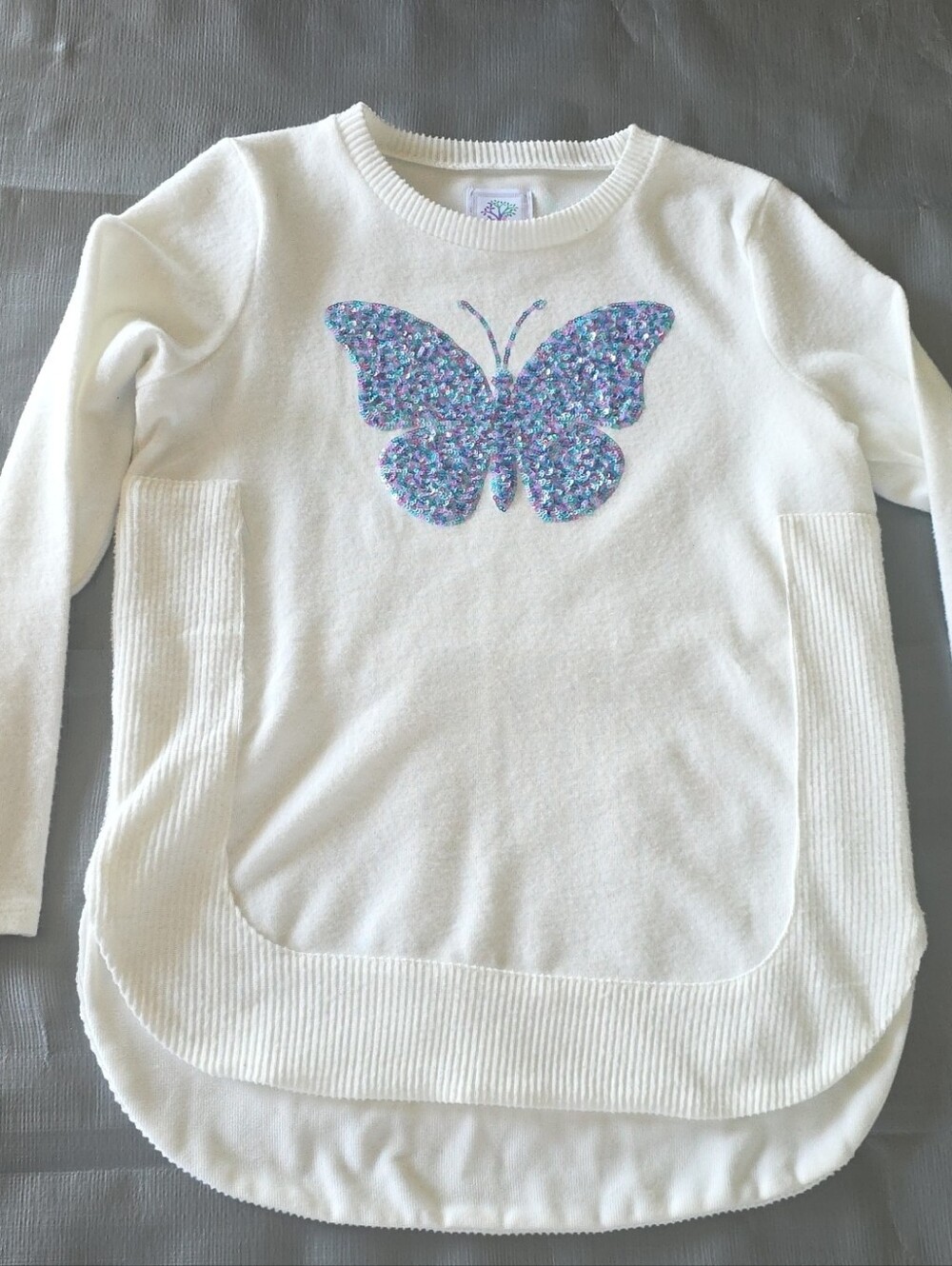 ColorTree Girls Sequin Butterfly Knit Sweater Size L 14